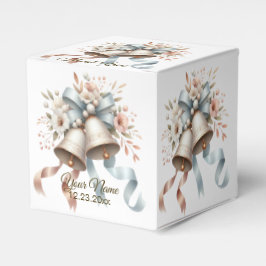 ウェディングフラワーベルピンクブルーリボン美しい フェイバーボックス