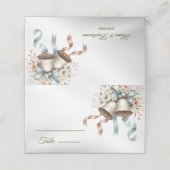 ウェディングフラワーベルピンクブルーリボン美しい プレイスカード (外部開封)