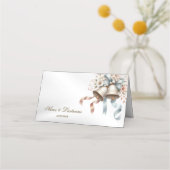 ウェディングフラワーベルピンクブルーリボン美しい プレイスカード (裏面)