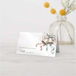 ウェディングフラワーベルピンクブルーリボン美しい プレイスカード