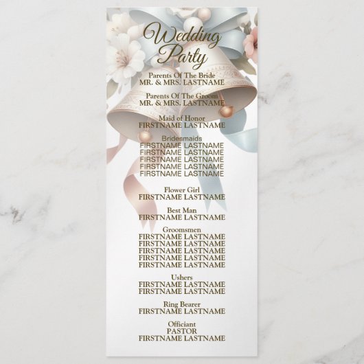 ウェディングフラワーベルピンクブルーリボン美しい プログラム (裏面)