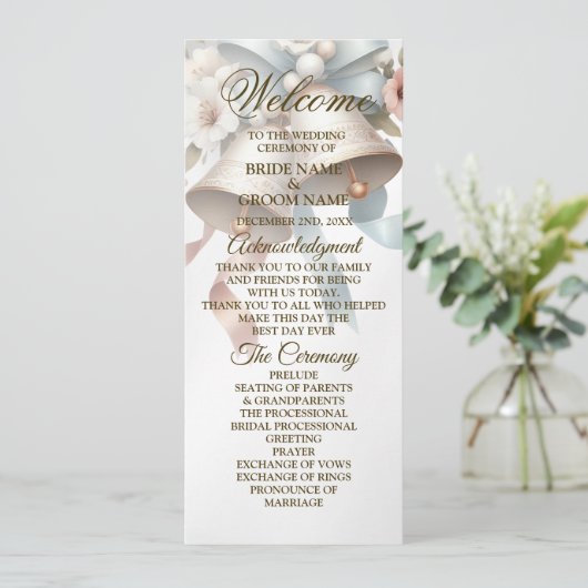 ウェディングフラワーベルピンクブルーリボン美しい プログラム (スタンド正面)