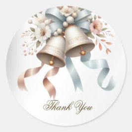 ウェディングフラワーベルピンクブルーリボン美しい ラウンドシール
