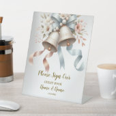 ウェディングフラワーベルピンクブルーリボン美しい 台座サイン (インサイチュ)