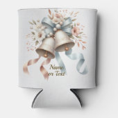 ウェディングフラワーベルピンクブルーリボン美しい 缶クーラー (正面)