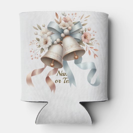 ウェディングフラワーベルピンクブルーリボン美しい 缶クーラー (裏面)