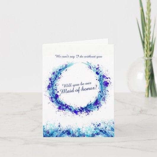 ウェディングブルーのアート、あなたが私たちのメイド・オブ・オナーになってくれますか？ 招待状 (正面)