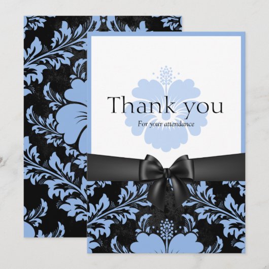 ウェディングブルー花柄の感謝の招待状 招待状 (正面/裏面)