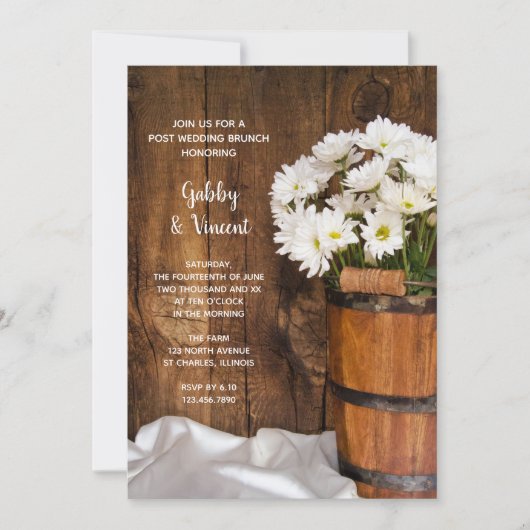 ウェディングブーケの国産ひまわり農村の納屋のポストウェディング ブランシュ招待状 招待状 (正面)