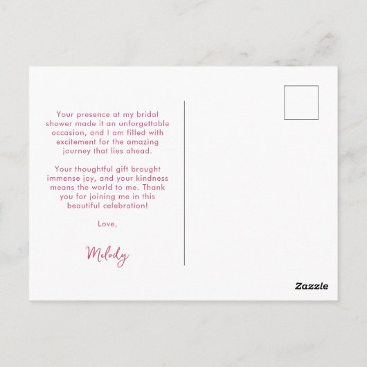 ウェディングプランのお知らせ ピンクリボン ブライダル サンクス ポストカード (裏面)