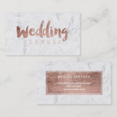 ウェディングプランナーのモダンのばら色の金ゴールドのタイポグラフィの大理石 名刺 (正面/裏面)