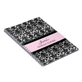 ウェディングプランナーの名前をカスタムするのピンクの黒のノート ノートブック (右側)