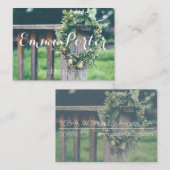 ウェディングプランナーの緑のリースの名刺 名刺 (正面/裏面)