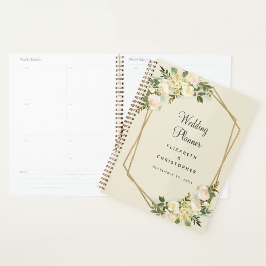 ウェディングプランナーエレガントシック水カラー金ゴールドフレーム プランナー手帳 (ディスプレー)
