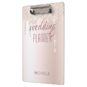 ウェディングプランナーシックガーリーピンクグリッター名 クリップボード (左)