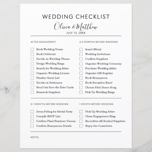 ウェディングプランナーシンプルチェックリストパーソナライズされた (正面)