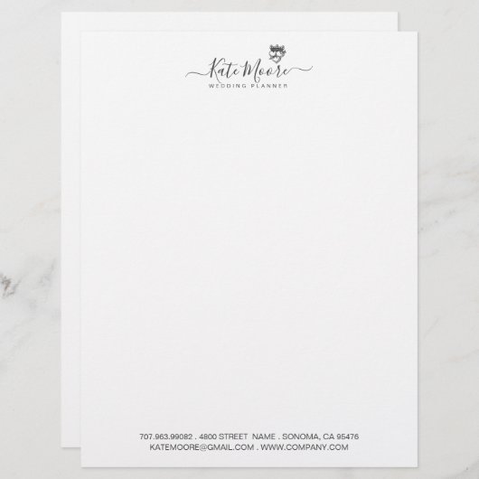 ウェディングプランナーハートクラウンスクリプト署名 レターヘッド (正面/裏面)