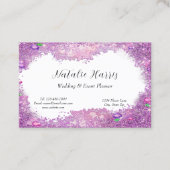 ウェディングプランナーピンクレースきらめく宝石 名刺 (正面)