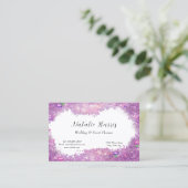 ウェディングプランナーピンクレースきらめく宝石 名刺 (スタンド正面)