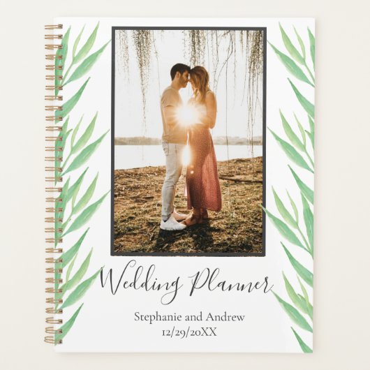 ウェディングプランナーフォトグリーン葉ズボタニカル プランナー手帳 (正面)