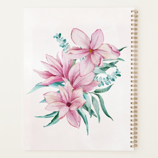 ウェディングプランナーフローラシックなピンクの金ゴールド モノグラムの プランナー手帳 (裏面)