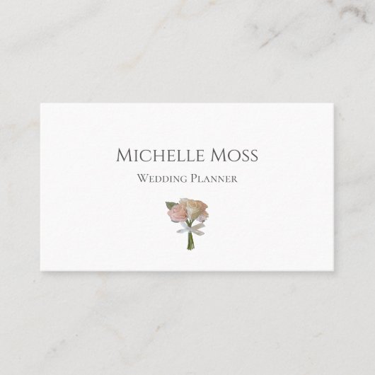 ウェディングプランナーモダン赤面ピンクローズ 名刺 (正面)
