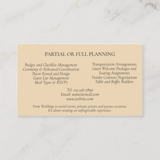 ウェディングプランナーヴィンテージビクトリアンレッドマグノリア 名刺 (裏面)