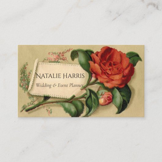 ウェディングプランナーヴィンテージビクトリアンレッドマグノリア 名刺 (正面)