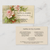 ウェディングプランナーヴィンテージピンクローズエレガント 名刺 (正面/裏面)