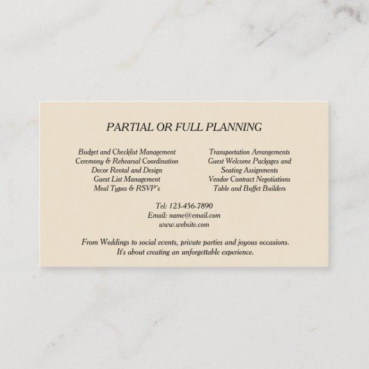 ウェディングプランナーヴィンテージピンクローズエレガント 名刺 (裏面)