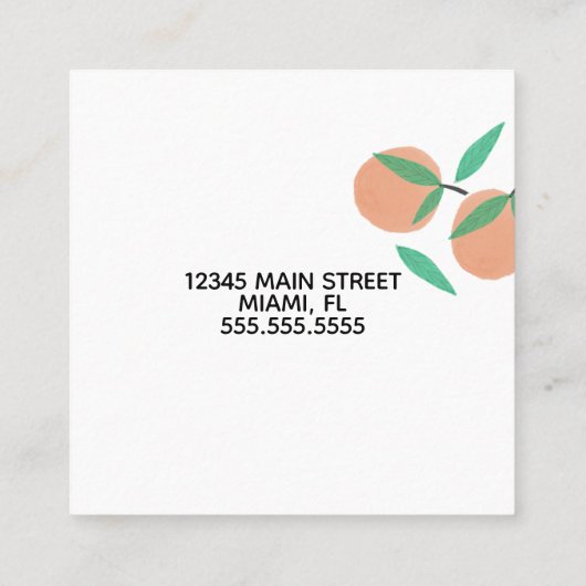 ウェディングプランナー手描きミカン柑橘類 スクエア名刺 (裏面)