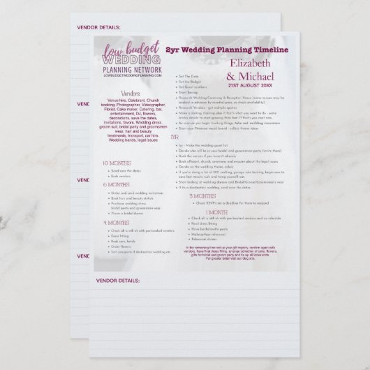 ウェディングプランナー2年タイムライパーソナライズされたン印刷 (正面/裏面)