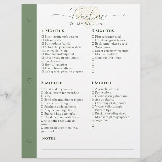 ウェディングプランナー4か月 – 1週間タイムラインページ (正面)