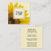 ウェディングプランナー|の黄色いヒマワリの花柄 スクエア名刺 (正面/裏面)
