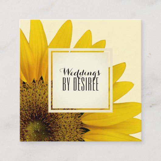 ウェディングプランナー|の黄色いヒマワリの花柄 スクエア名刺 (正面)