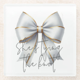 ウェディングプランナー ゴールド 白いリボン ブライダルシャワー ガラスコースター