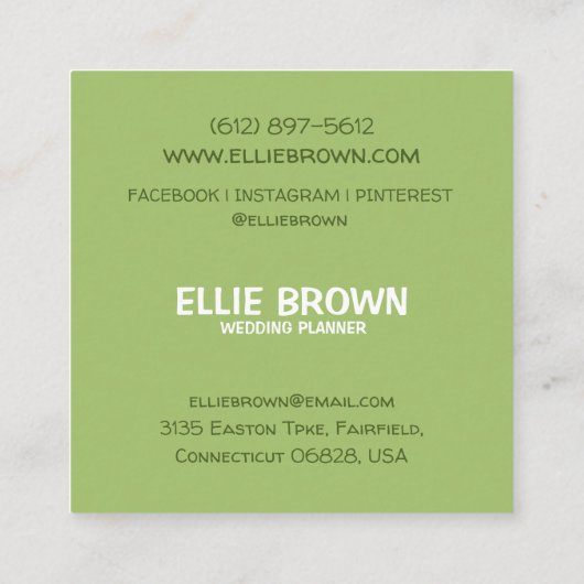 ウェディングプランナー、フローリスト スクエア名刺 (裏面)