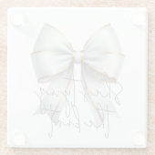 ウェディングプランナー 結婚式 結婚祝い ゴールド ホワイト リボン ブライズシャワー ガラスコースター (裏面)