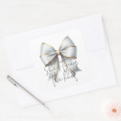 ウェディングプランナー 結婚式 結婚祝い ゴールド ホワイト リボン ブライズシャワー スクエアシール (封筒)