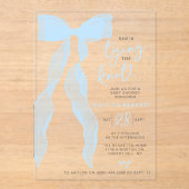 ウェディングプランニング エレガント ブルー リボン ブライズ シャワー アクリル招待状 (正面)