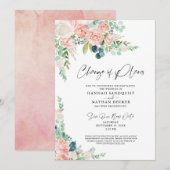 ウェディングプラン変更 ブッシュピンクの花 招待状 (正面/裏面)