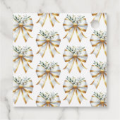 ウェディングプラン：ゴールドとホワイトのボウ フラワーブライダルシャワー フェイバータグ (裏面)