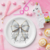 ウェディングプラン ゴールド ホワイト ボウ ブライズシャワー ペーパープレート (パーティー)