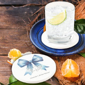 ウェディングプラン 結婚式の青いリボン ブライダルシャワーのテーマ コースター