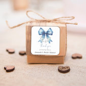 ウェディングプラン 結婚式の青いリボン ブライダルシャワーのテーマ スクエアシール