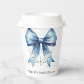ウェディングプラン 結婚式の青いリボン ブライダルシャワーのテーマ 紙コップ (正面)