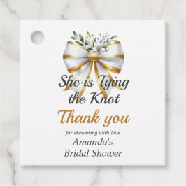 ウェディングプラン 結婚式準備 ゴールド ホワイト ボウ フラワー シャワーパーティー フェイバータグ