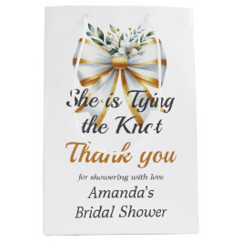 ウェディングプラン 結婚式準備 ゴールド ホワイト ボウ フラワー シャワーパーティー ミディアムペーパーバッグ