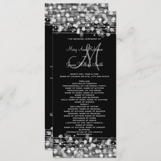 ウェディングプログラム パーティースパークル シルバー 招待状 (正面/裏面)