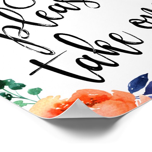 ウェディングプログラム フローラル ウォーターカラー 8x10 サイン (角)